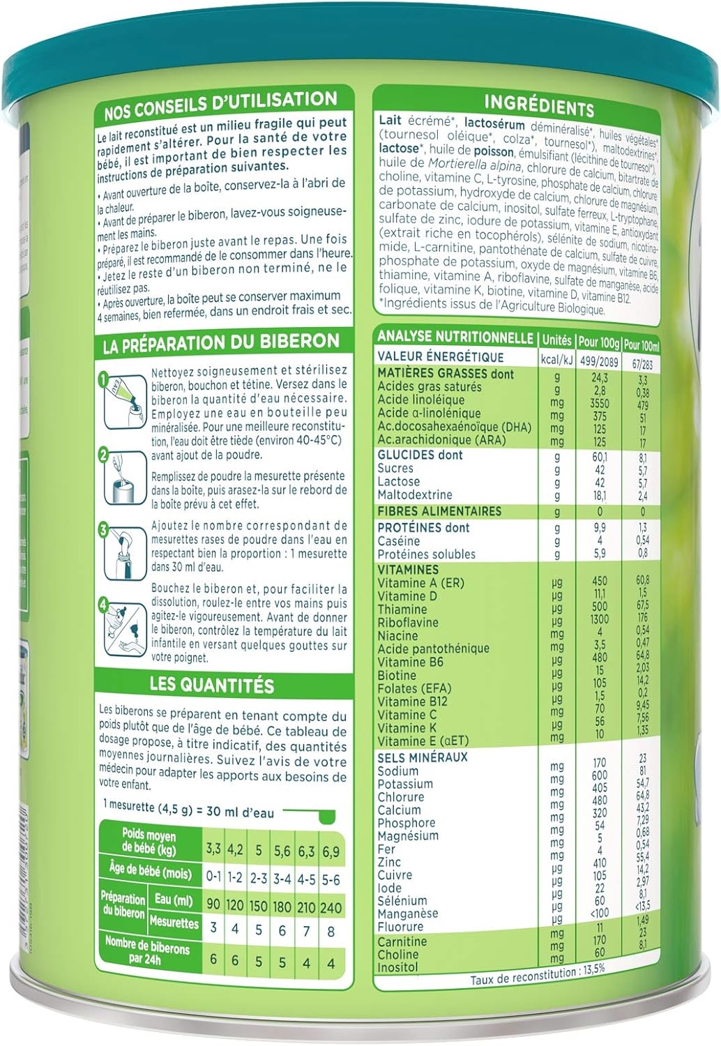 Laboratoire Modilac Lait Infantile En Poudre Bio 1er Age 0 6 Mois 800g Lot De 3 Amazon Fr Epicerie