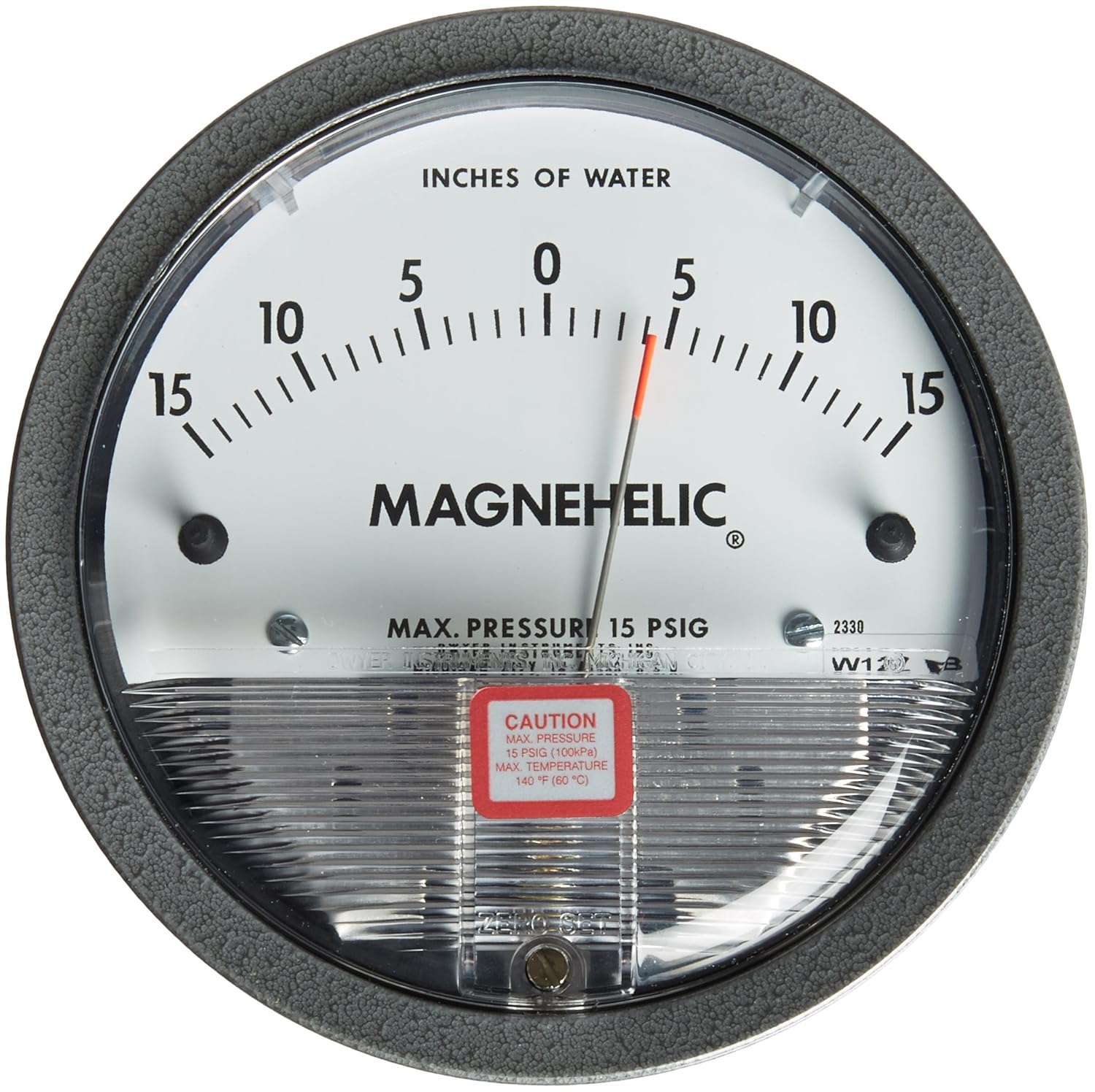 Dwyer Magnehelic Series 2000 Differential Pressure Gauge, Range 15015"WC Industrial Pressure