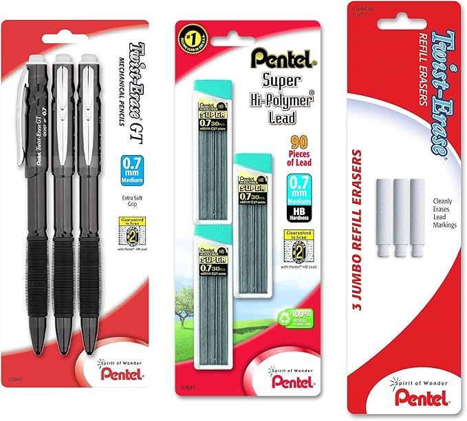 Pentel TwistErase GT (0.7mm) Mechanical Pencil, Assorted