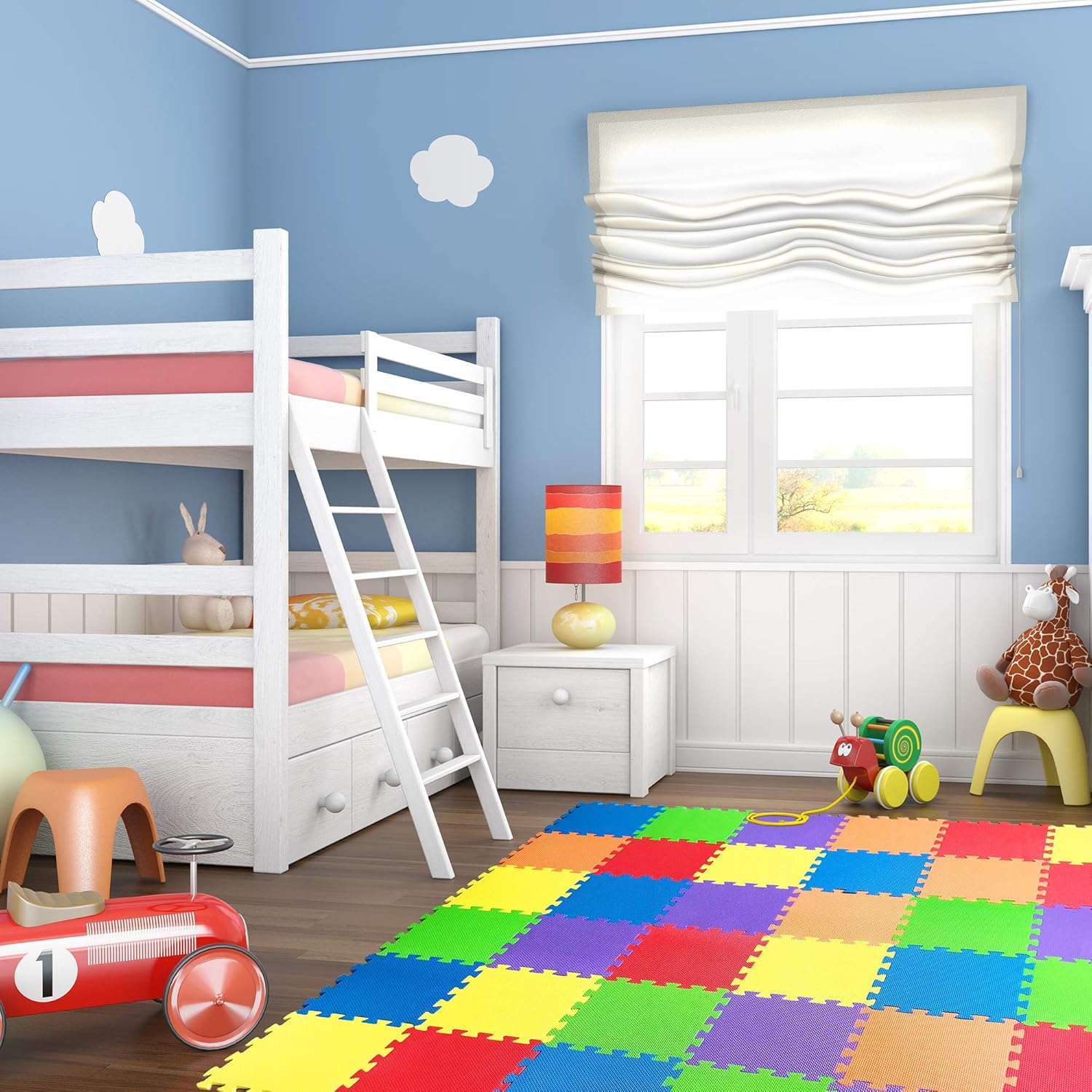 Non-Toxic Play Mat for Kids Toddlers Childrens Infants - Interlocking Foam Puzzle Thickest Baby Mat for Play & Exercise 36 Tiles 12x12in (10mm) - Floor Coverage 36 Sq Ft: Toys & Games