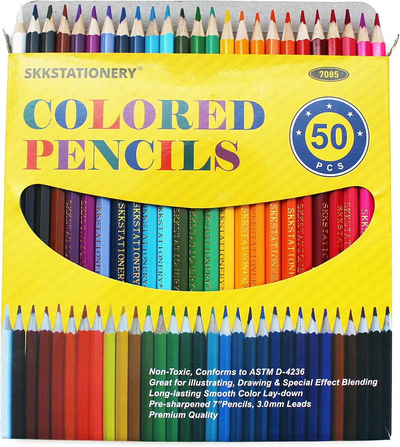 SKKSTATIONERY 50Pcs Colored Pencils,50 Vibrant Colors, Drawing Pencils for Sketch, Arts, Coloring Books, Christmas Halloween Gifts: Office Products