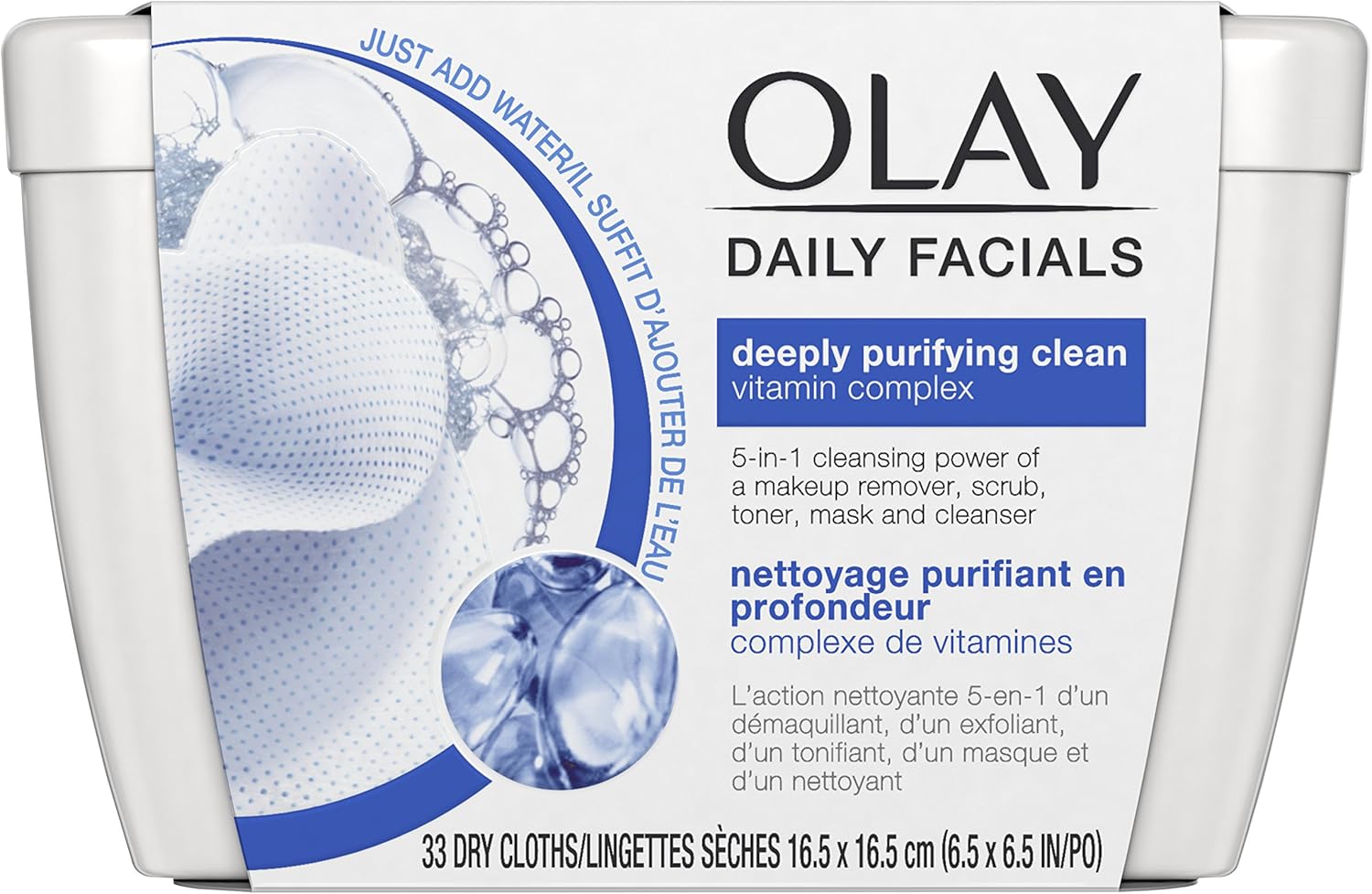 Olay Daily Facial Cleansing Cloths Tub for a Deeply Purifying Clean