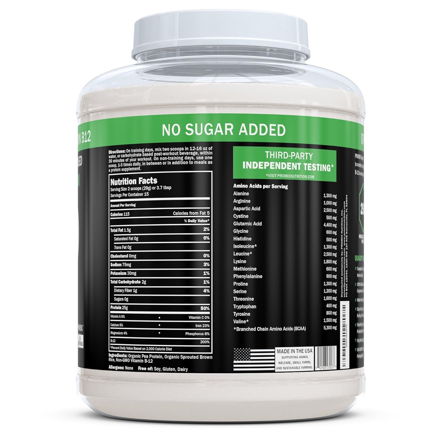 PROMIX Vegan Protein Powder Dairy Free, Non GMO, Gluten Free, Organic