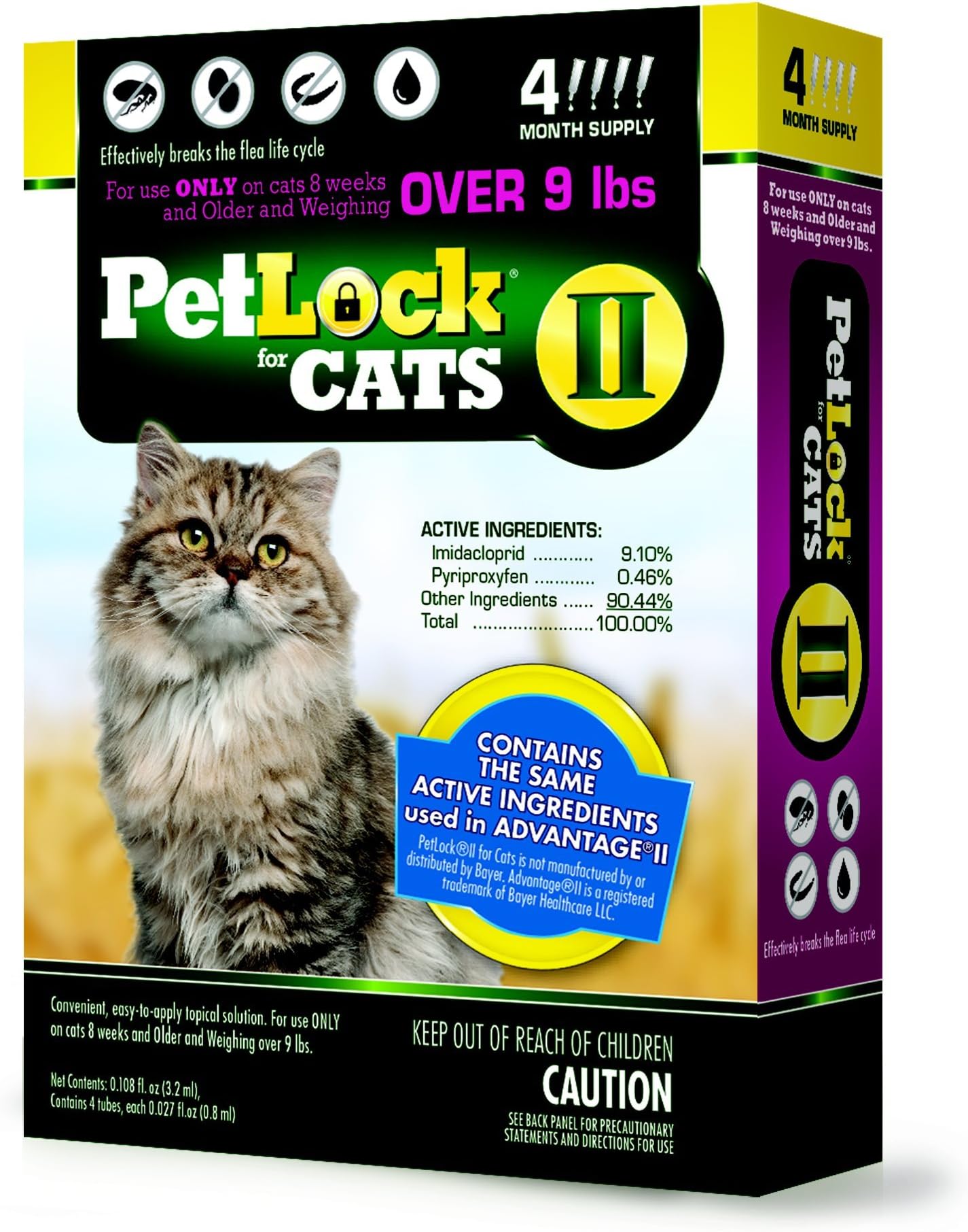 Petlock II Flea Treatment for Cats Over 9 lbs, 4 Month Supply