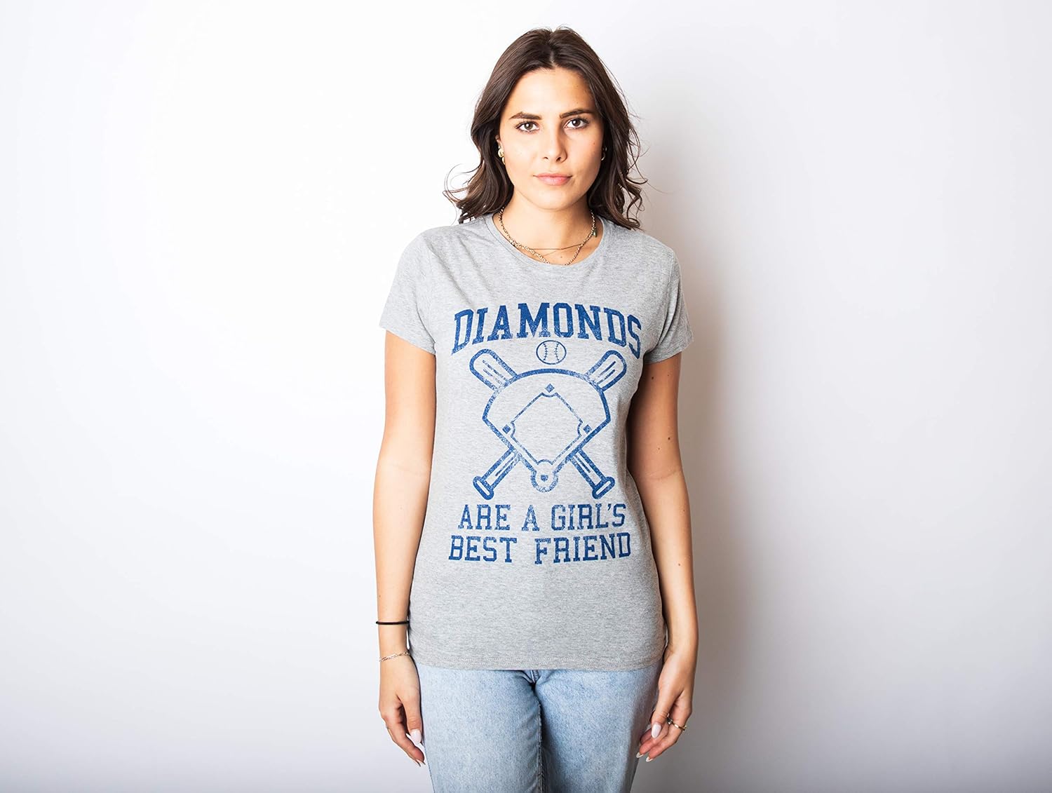 Womens Diamonds are A Girls Best Friend Tshirt Funny Cute Baseball for Ladies: Clothing