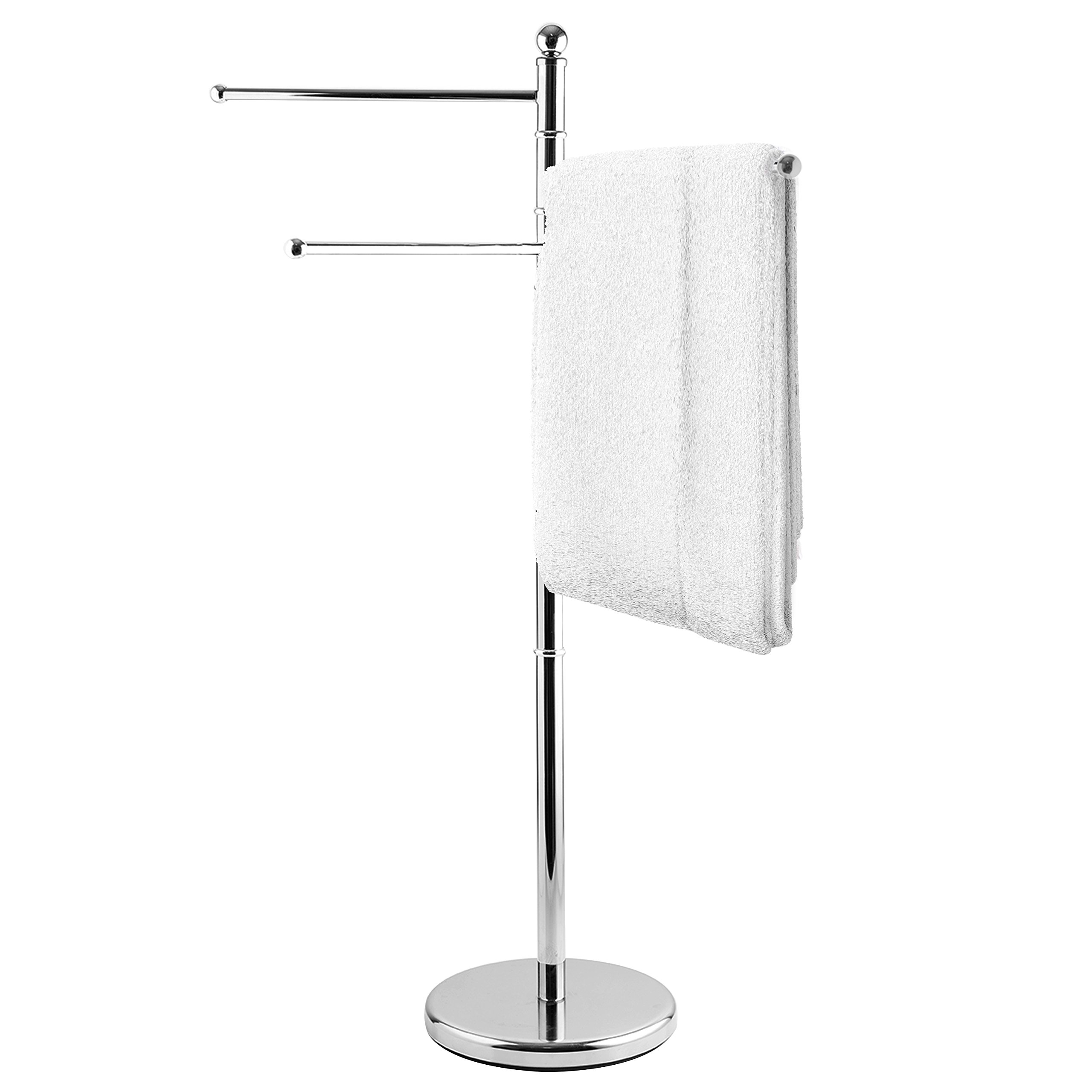 MyGift 40Inch Freestanding Metal Bathroom Towel/Kitchen Towel Rack