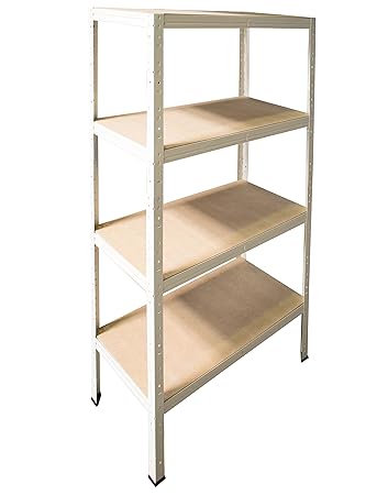 Steckregal 155x60x30 cm 4 Böden in weiß Kellerregal Lagerregal Metallregal Schwerlastregal Garagenregal Regalsystem Metall Fa