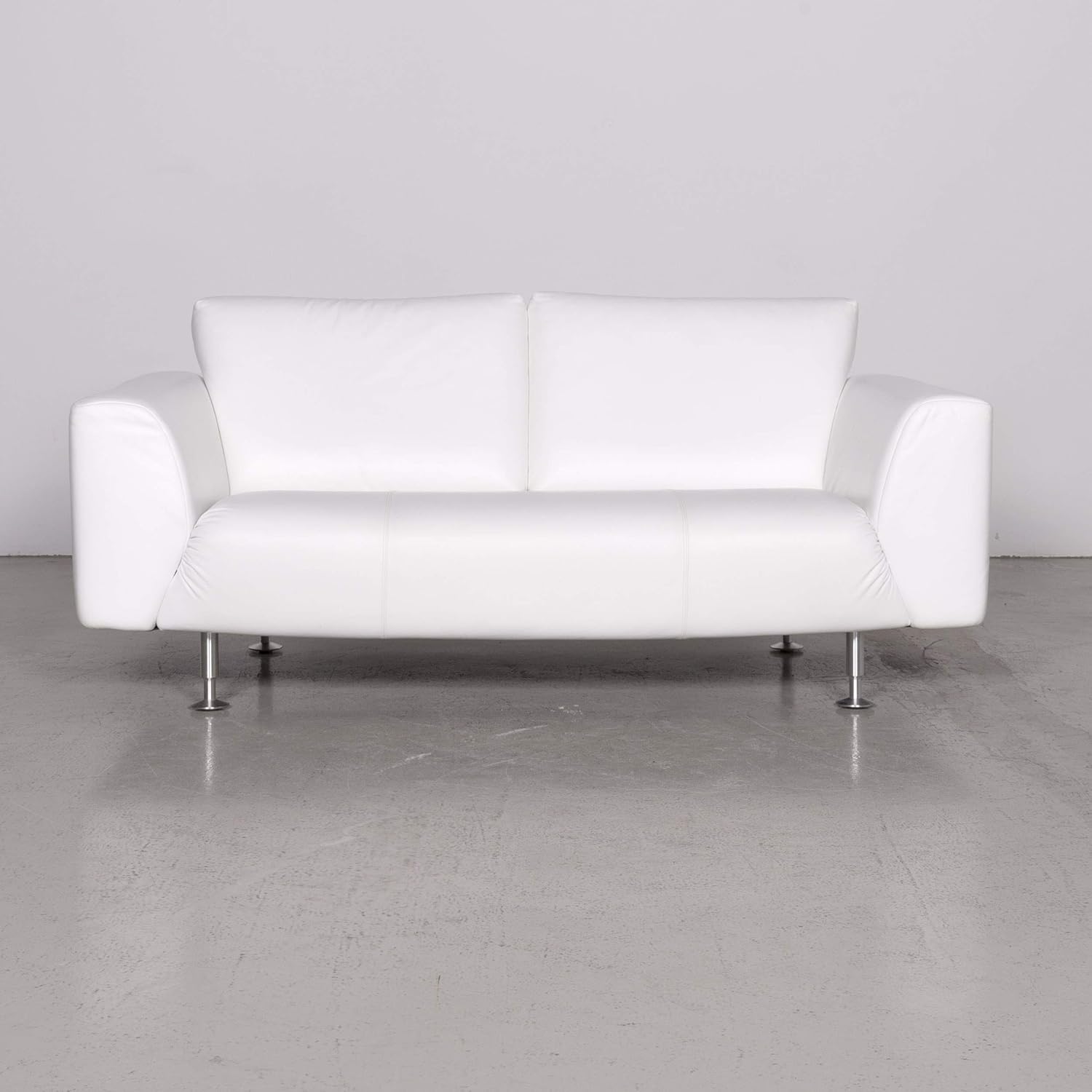 Rolf Benz Designer Leder Sofa Weiß Echtleder Zweisitzer Couch 7506