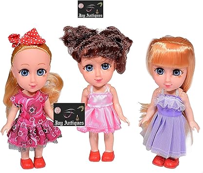 JAY ANTIQUES Three Cuties Beautiful Doll Set for Kids, 3 Cuties Dolls with Beautiful Hairs and Movable Body Parts for Kids