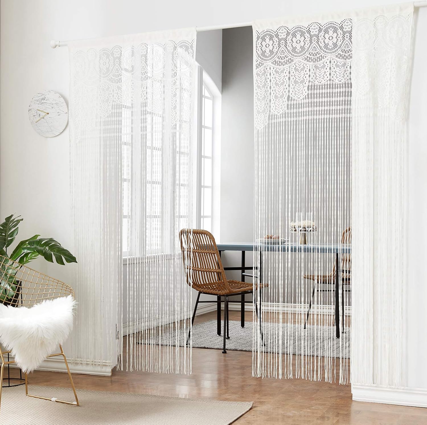 HSYLYM White Lace Net Lightweight Curtains Soft Fine Texture Delicate