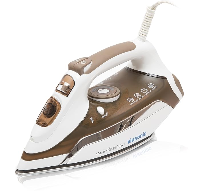 Viasonic Executive Steam Iron 1600W, Auto-Off - Anti-Drip & Self-Cleaning, Anti-Calcium, Vertical Steam, Stainless Steel Soleplate, XL 350ML Tank - Steam, Spray, Dry Functions - ETL Listed, by Unity