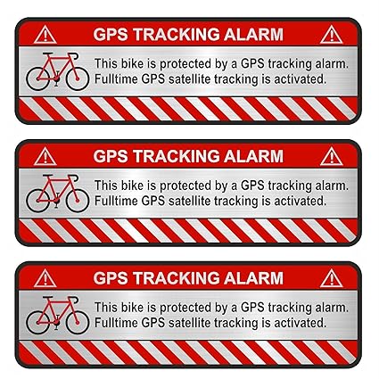 Finest-Folia 3x GPS Aufkleber Fahrrad Motorrad Auto Alarm Warnung Anti Diebstahl Sticker Tracker gesichert (Aluminium Schliff