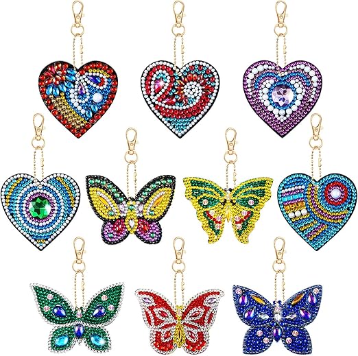 Amazon.com: 10 Pieces Diamond Painting Keychain Set 5D Diamond Painting