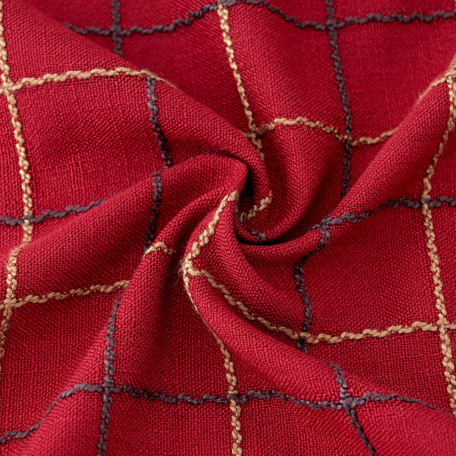 joybest Tablecloths, Rectangle Table Cloth Cotton Linen Wrinkle Free Stitching Lattice Washable Tablecloths Dust-Proof Table Cover for Party Kitchen Dinning (Round, 70 Inch, Red): Kitchen & Dining
