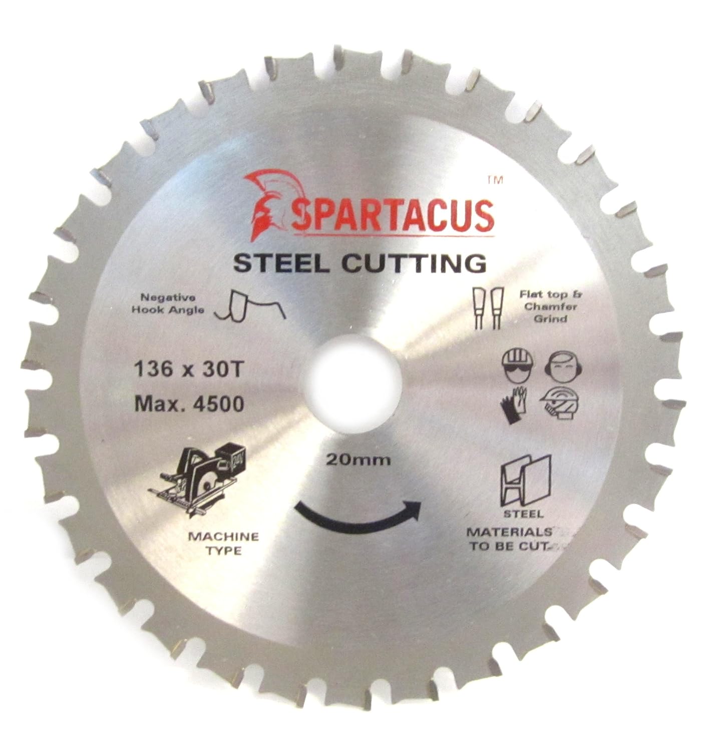 Spartacus 136mm Diameter x 30 Teeth x 20 Bore Steel Metal Cutting