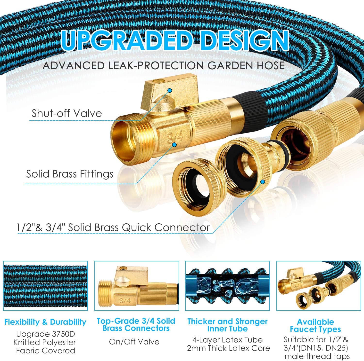 KETTOYA 100FT Expandable Garden Hose, Flexible Water Hose with 10-Pattern Spray Nozzle - Image 4