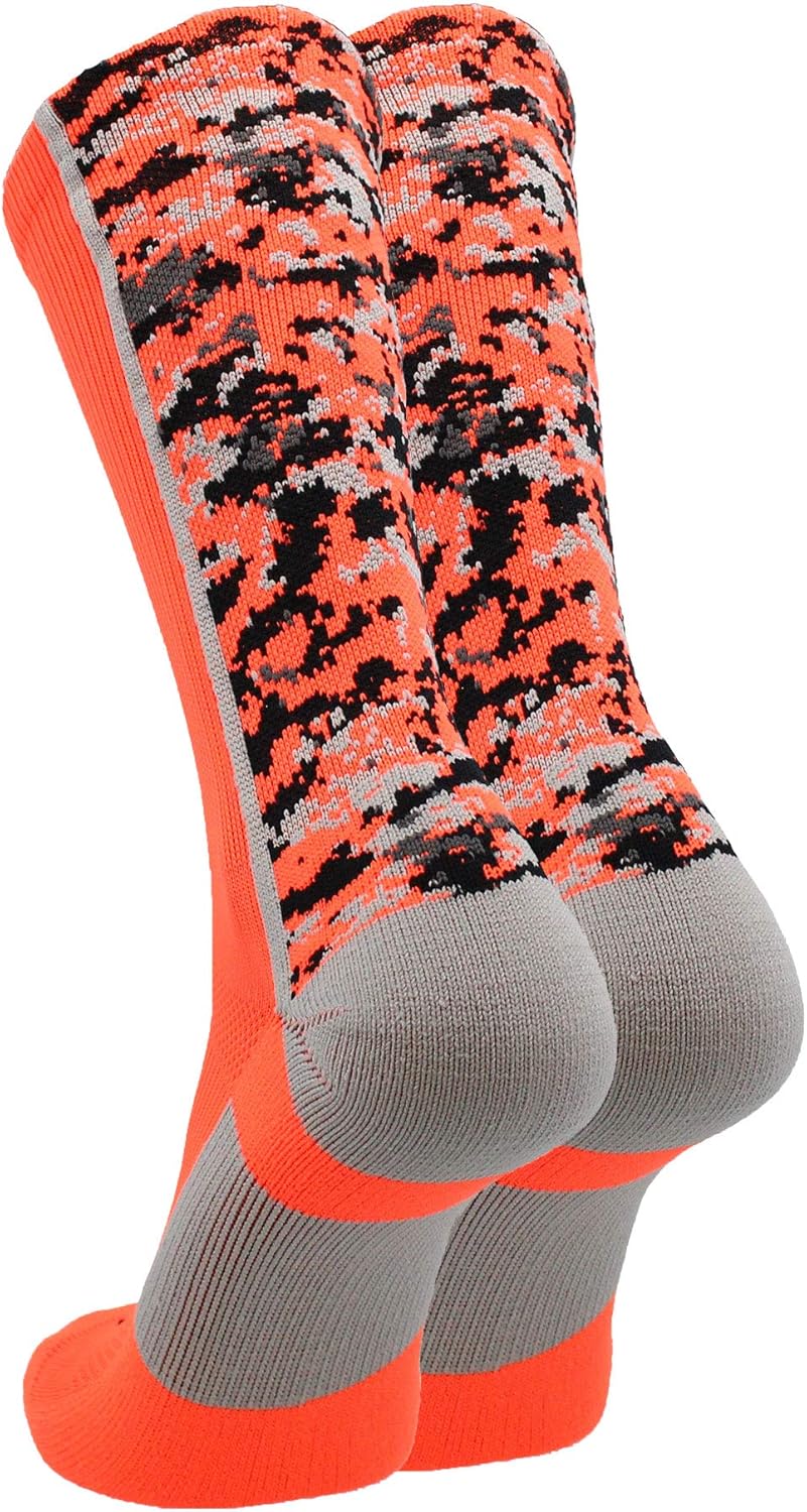 TCK Digital Camo Crew Socks (Neon Orange, X-Large) : Clothing
