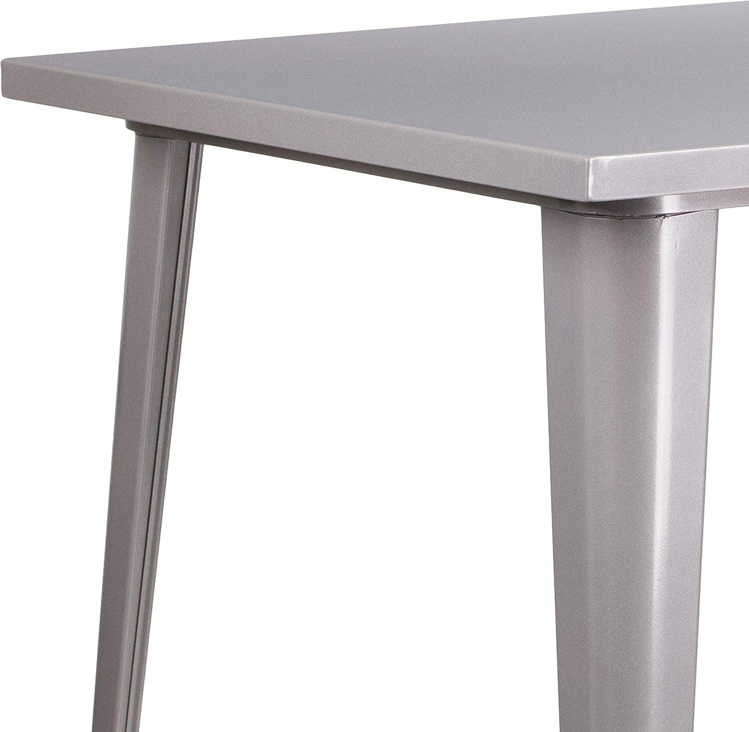Flash Furniture Commercial Grade 31.5" Square Silver Metal Indoor-Outdoor Bar Height Table: Furniture & Decor
