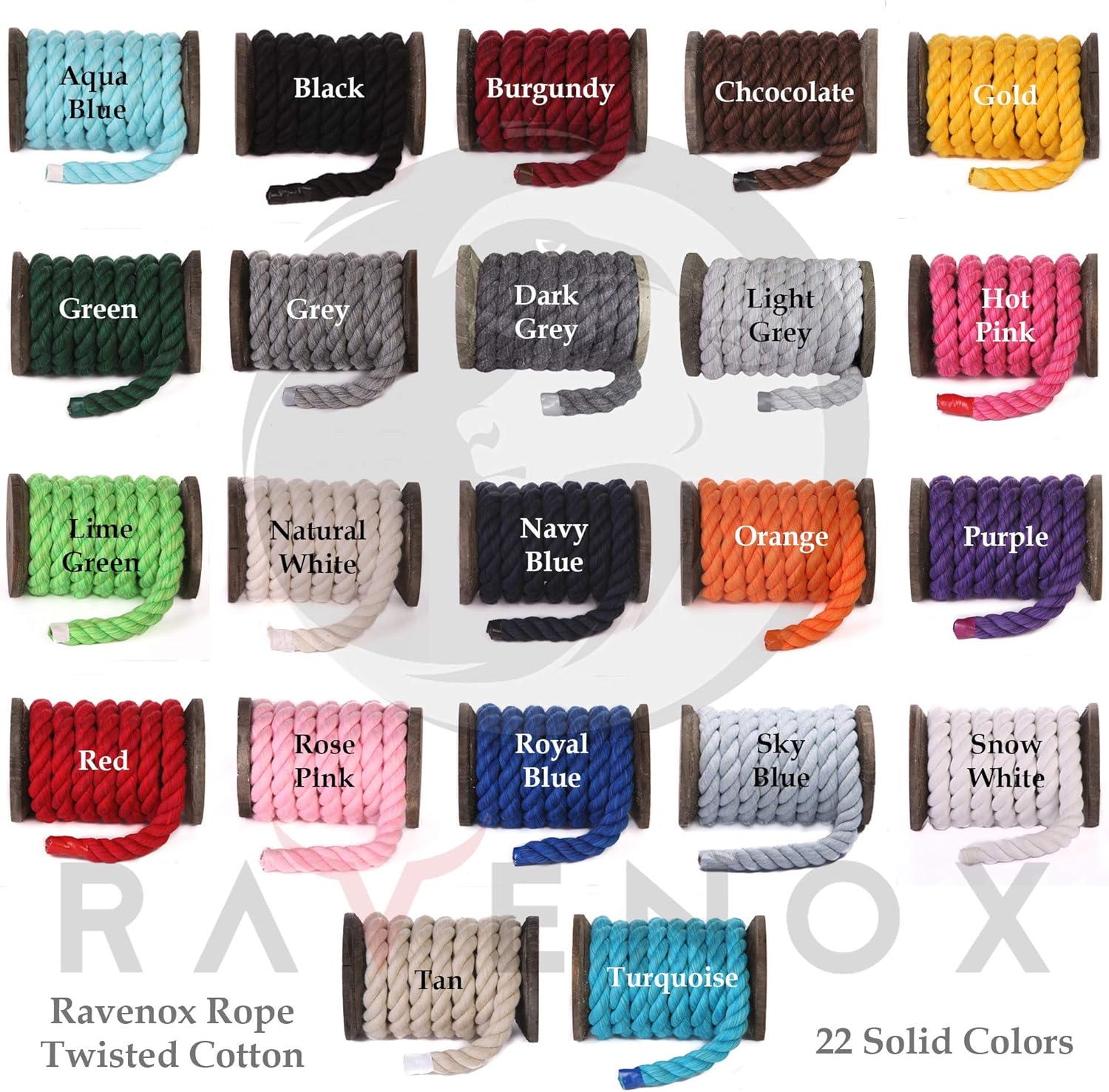 FMS Ravenox Natural Twisted Cotton Rope | (Red, Snow White & Royal Blue)(1/2" x 10') | Made in The USA | Strong Triple-Strand Rope for Sport, Decor, Pet Toys, Crafts, Macrame & Indoor Outdoor Use: Home & Kitchen