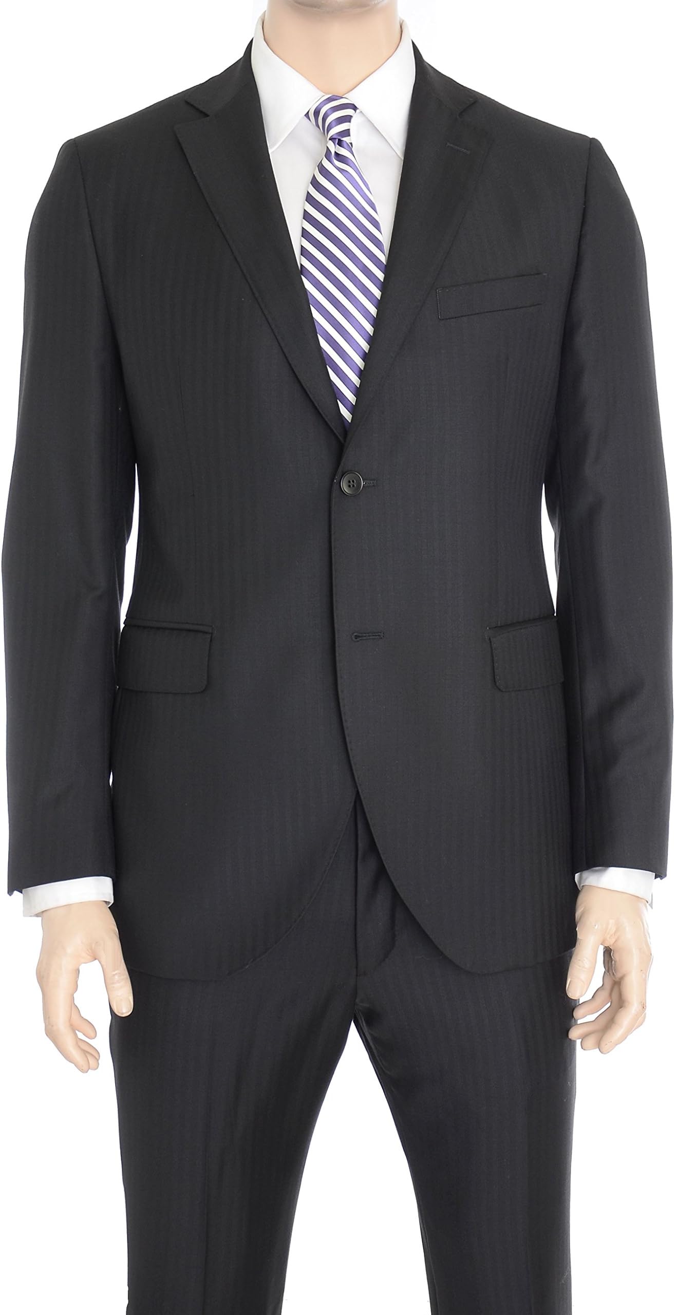 Lubiam Studio Slim Fit Black Geometric Two Button Suit-44S