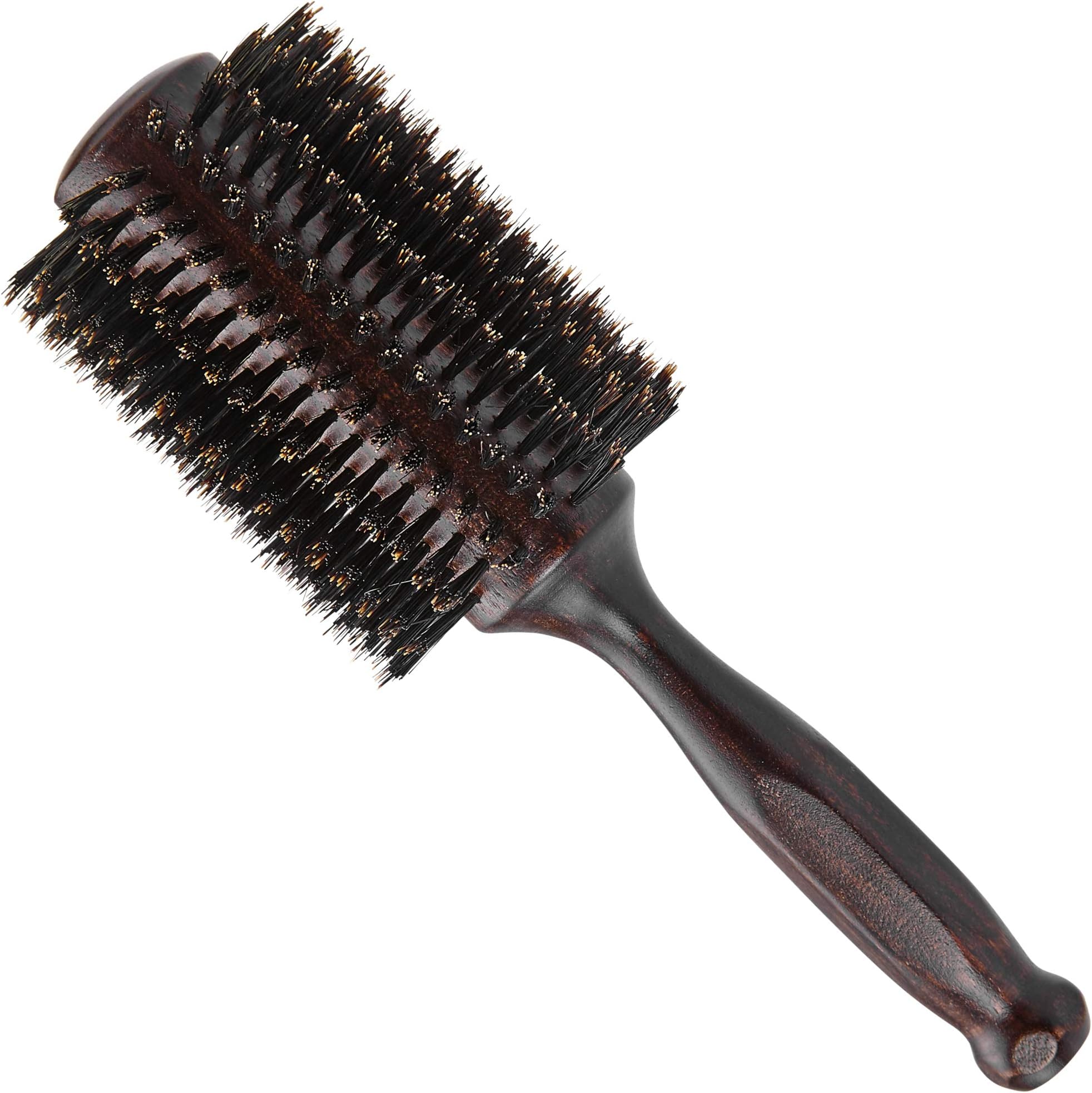 Large Round Blow Dry Brush - Boar Bristle, Solid Wood Barrel, Professional Anti-Static Roller Hair Brush for Styling and Blow Drying – 3”, 18 Row, For Long Hair - By Cantor