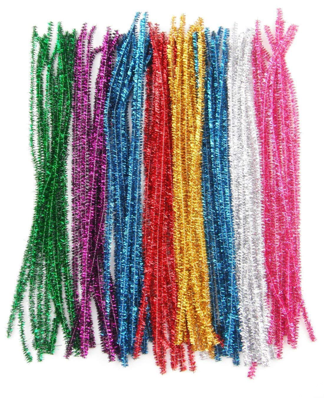 Pipe Cleaners Sparkled, Multicolored Set of 100, 12" Length Amazon.in