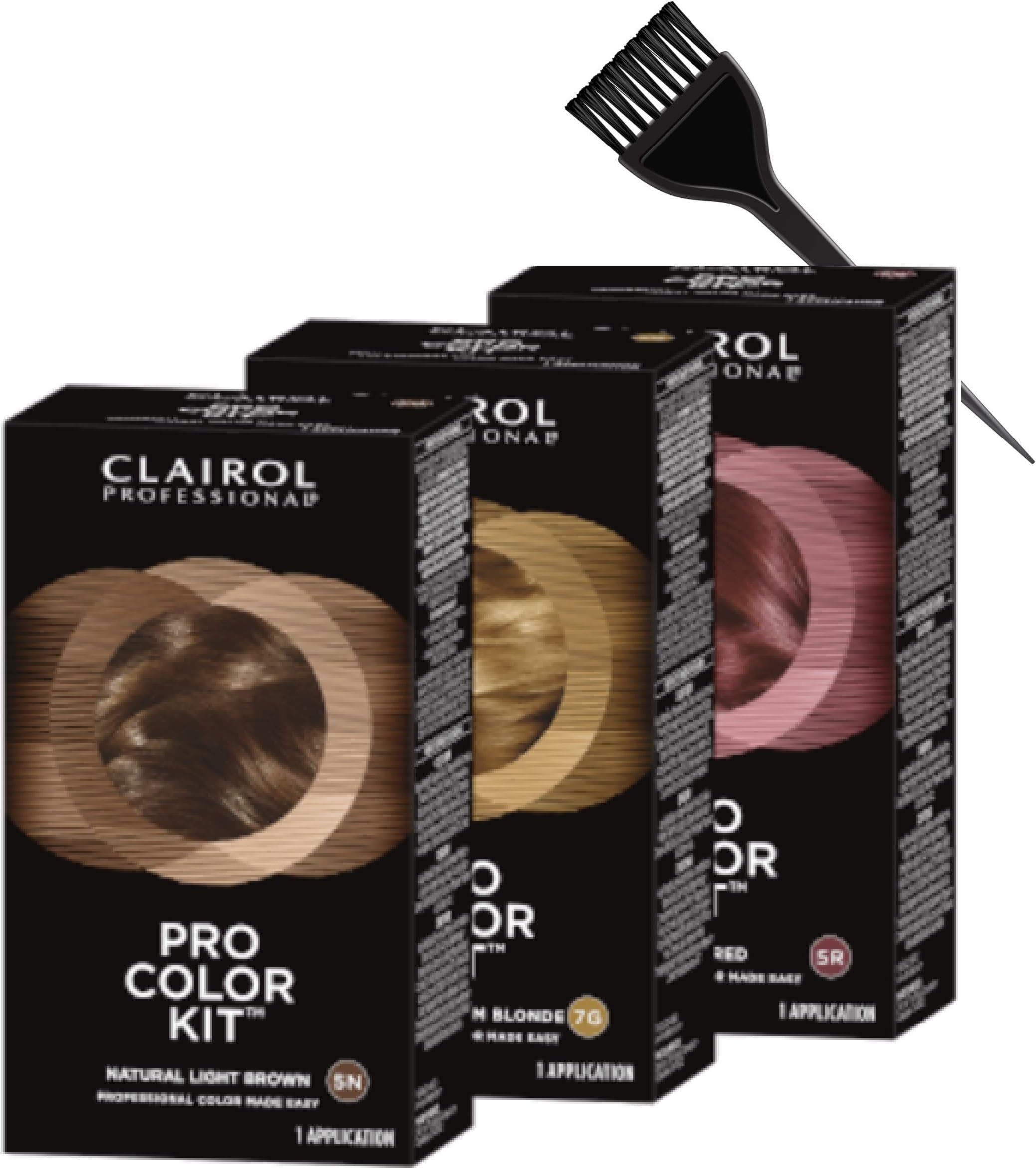 Clairol PRO COLOR KIT Haircolor, Professional Permanent Hair Color Made Easy (w/Sleek Brush) 100% Gray Coverage Dye (6B WARM DARK BLONDE)