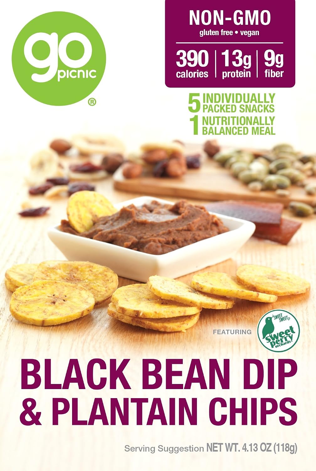 Gopicnic Black bean dip&plantain chips ready-to-eat meal (890026002979)