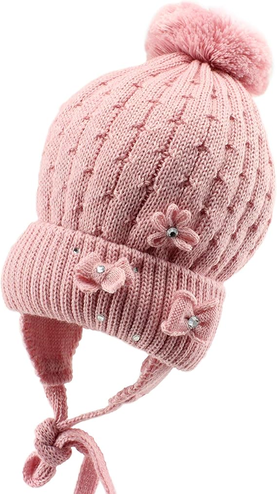 Girls pink pom pom hat Clearance