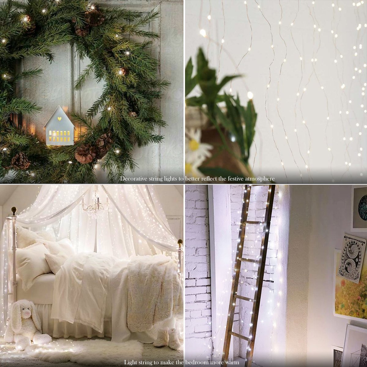 Binval Solar Fairy String Lights, 72ft 200Led, Copper Wire Led String Lights Ambiance lighting for Patio, Lawn, Garden, Landscape, Home, Wedding, Christmas Party, Xmas Tree, Waterproof (White,2-Pack)