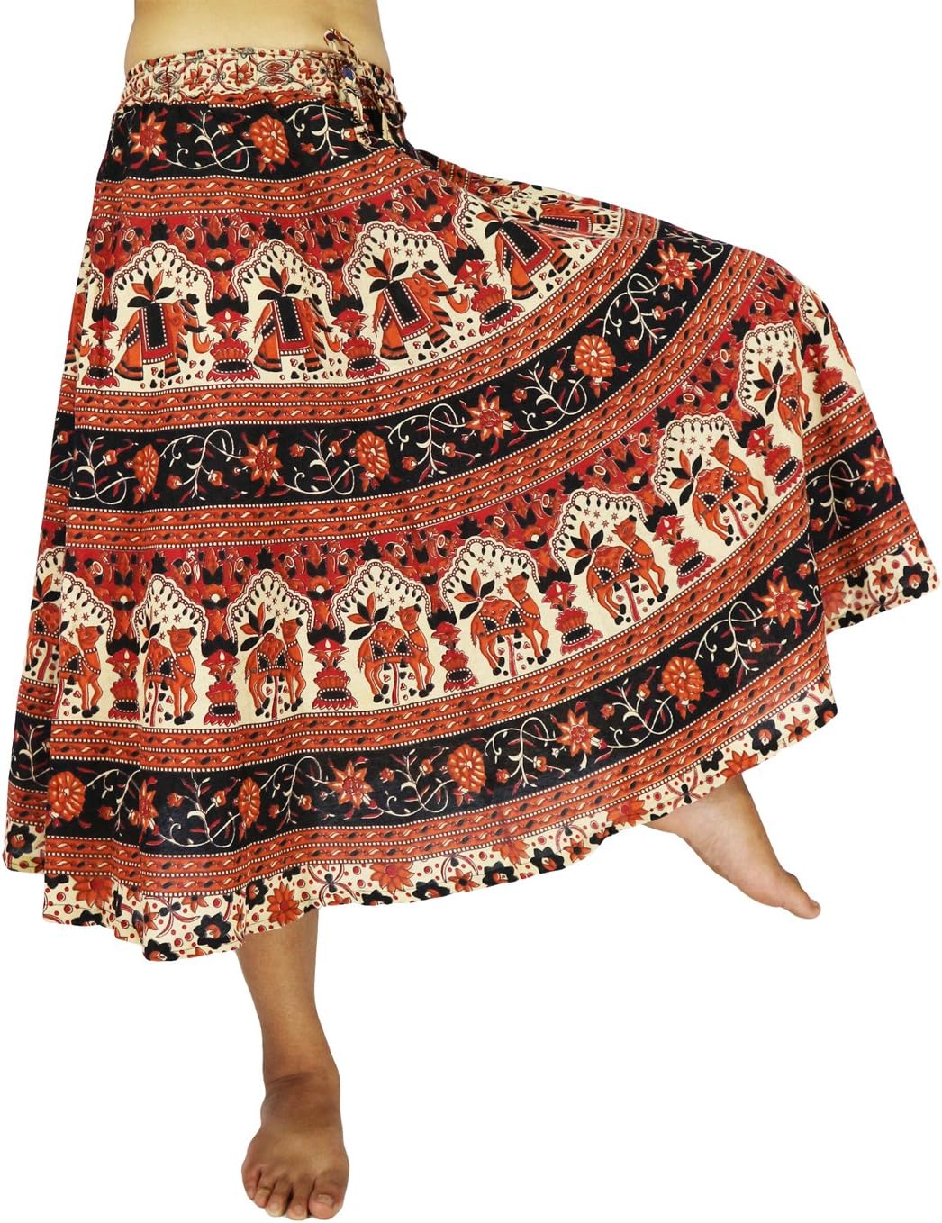 Lovely Creations Women's Midi Indian Bohemian Boho Gypsy Multi Color Skirt