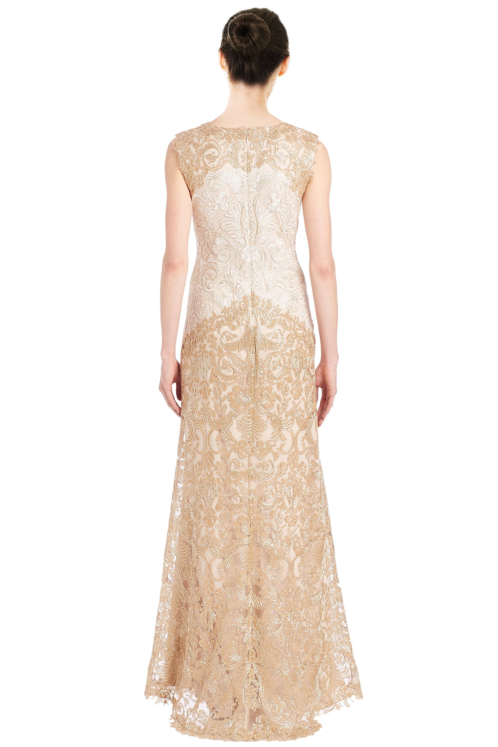 Tadashi Shoji Embroidered Corded Lace Long Evening Gown Dress