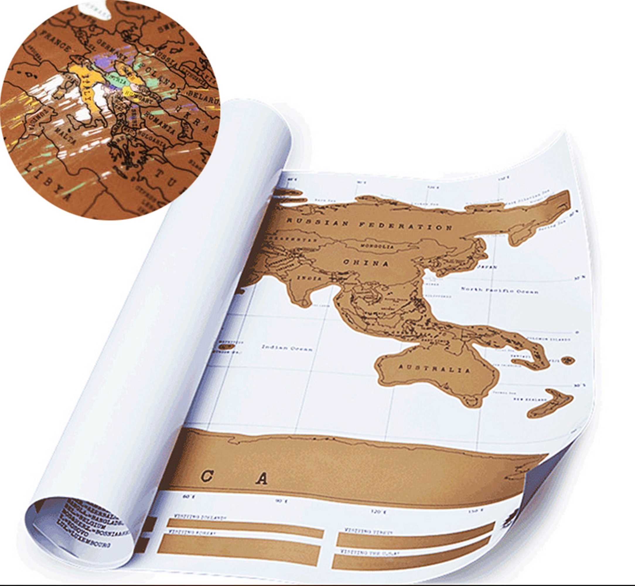 Scratch Off World Map, Easy to Learn Geography, to Track Your Travels and Wonderful for Home Decoration
