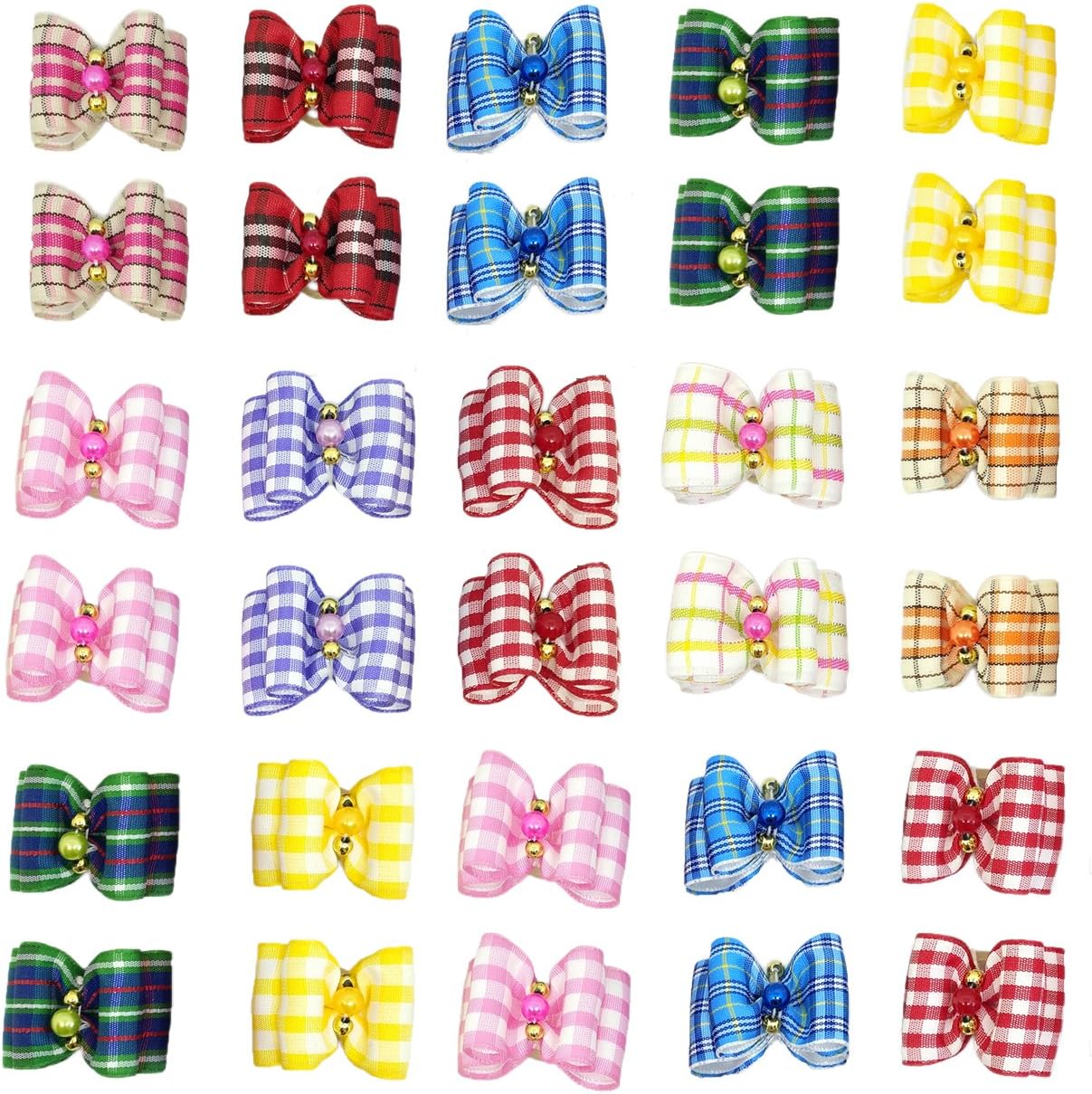 PET SHOW 20pcs Small Dog Hair Bows with Rubber Bands Puppies Doggies Cats Topknot Bowknot Matching Hair Grooming Accessories for Boy Girl Pomeranian Yorkie Poodle Maltese Shih Tzu Groomer