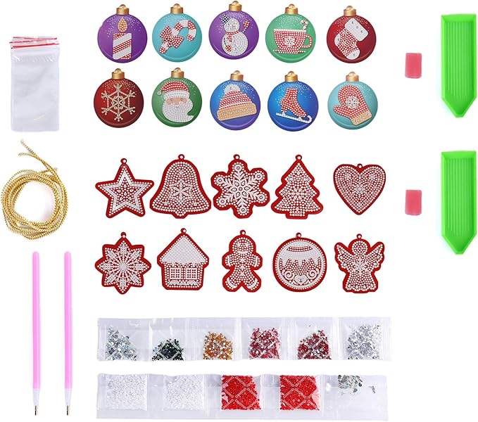 DIY 5D Diamond Painting Christmas Hanging Ornament Kits, Handmade