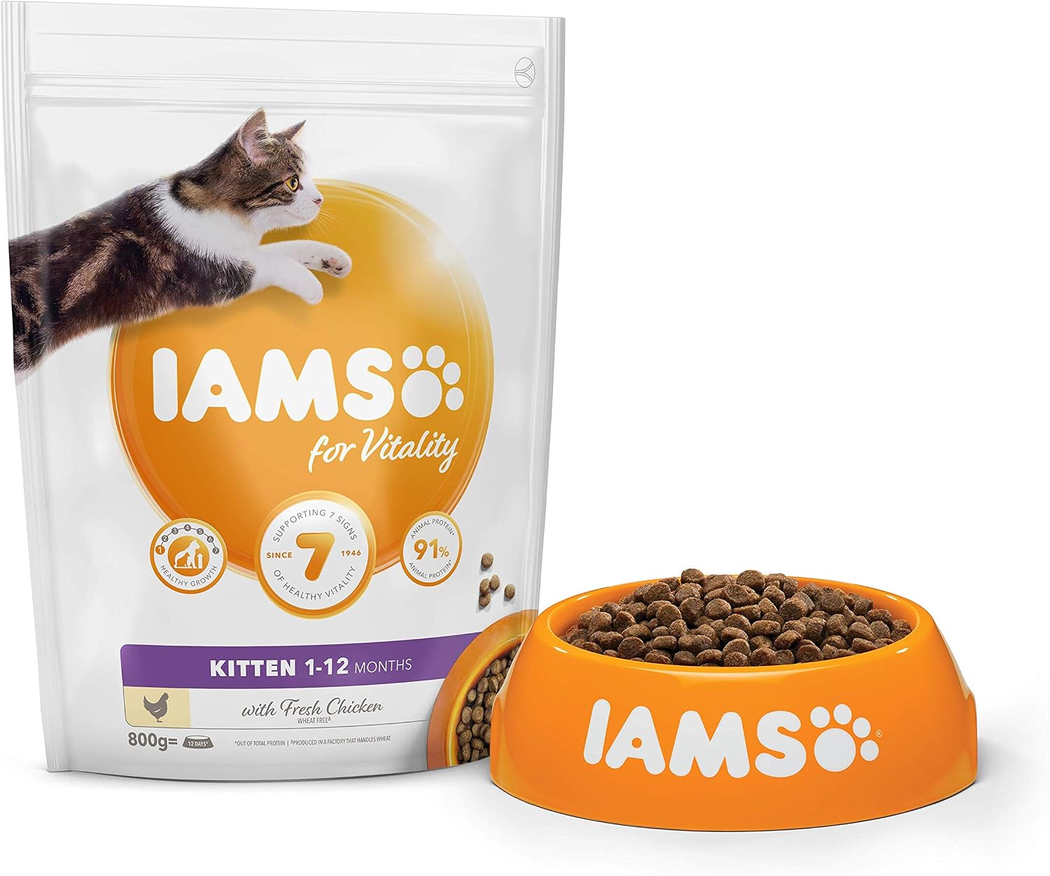 IAMS Kitten Dry Cat Food Chicken 800g, Clear, 800 g (Pack of 1) - Image 3