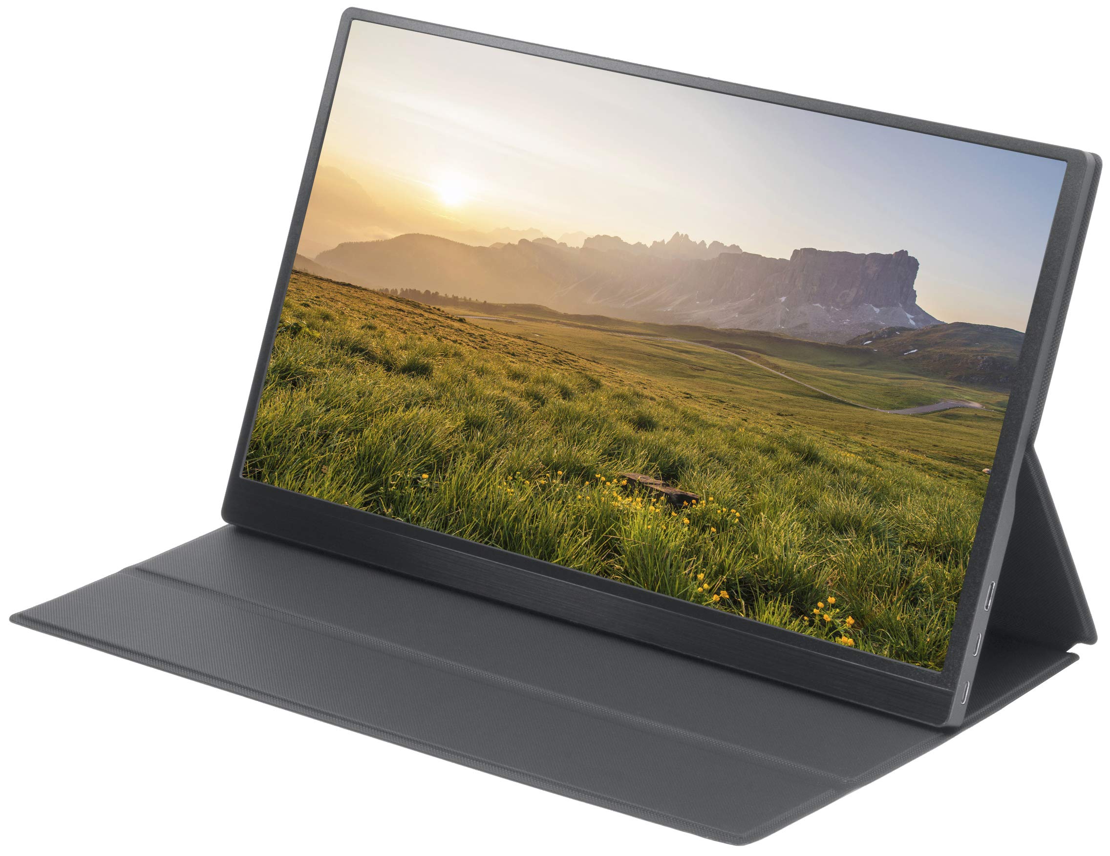 4K Ultra-Thin Portable IPS Monitor 15.6 Inch UHD 3840x2160-60Hz HDR Gaming Screen Display with Dual USB 3.1 Type-C, Mini HDMI, 3.5mm Headphone Port, 2 Built-in Speakers and Smart Case Stand