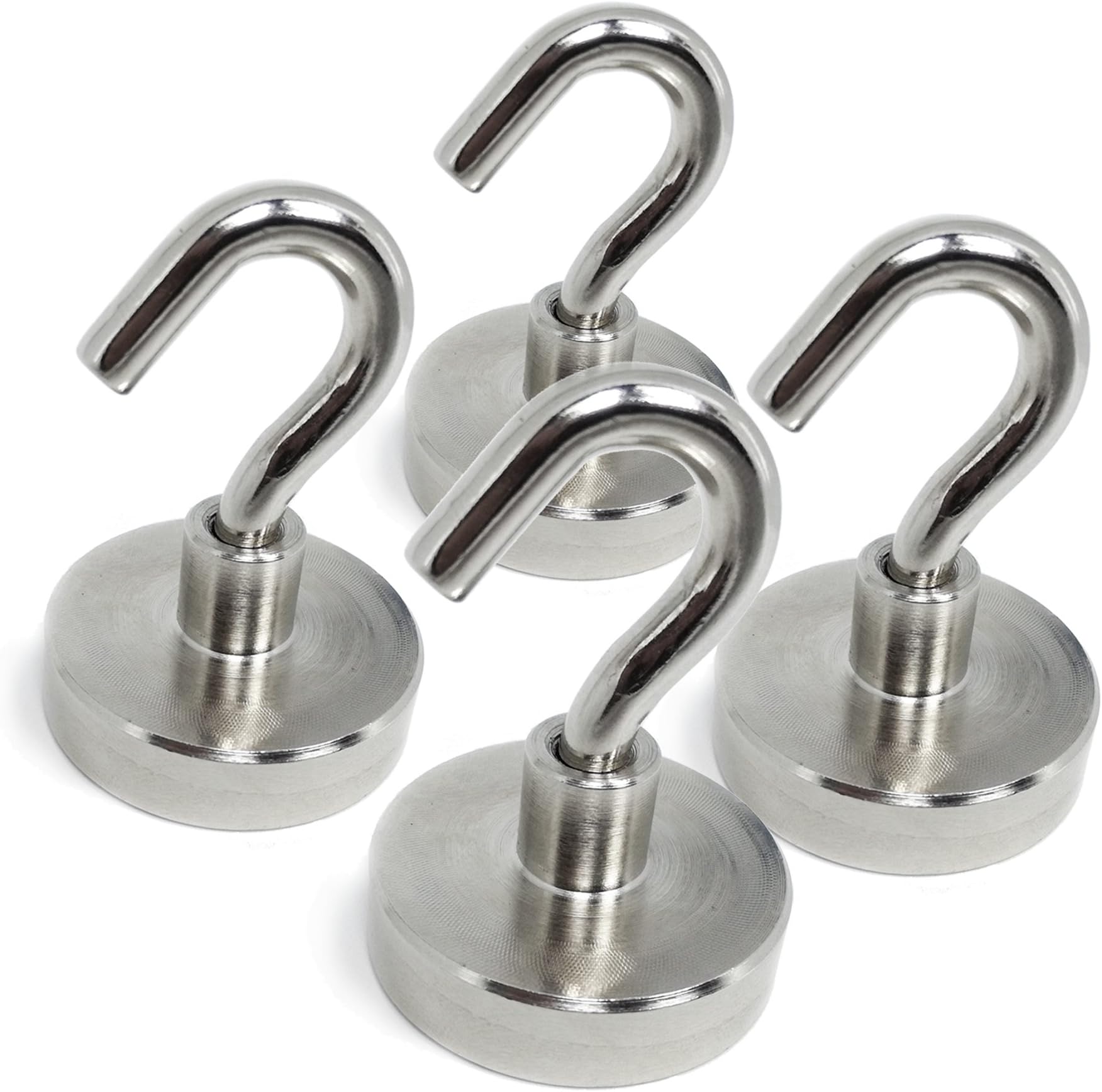 TAQTON Magnetic Hooks Heavy Duty N52 Neodymium Magnets, 50 lb Pull Force, 3M Non Scratch Stickers, 4 Pack, Powerful Rare Earth Magnets