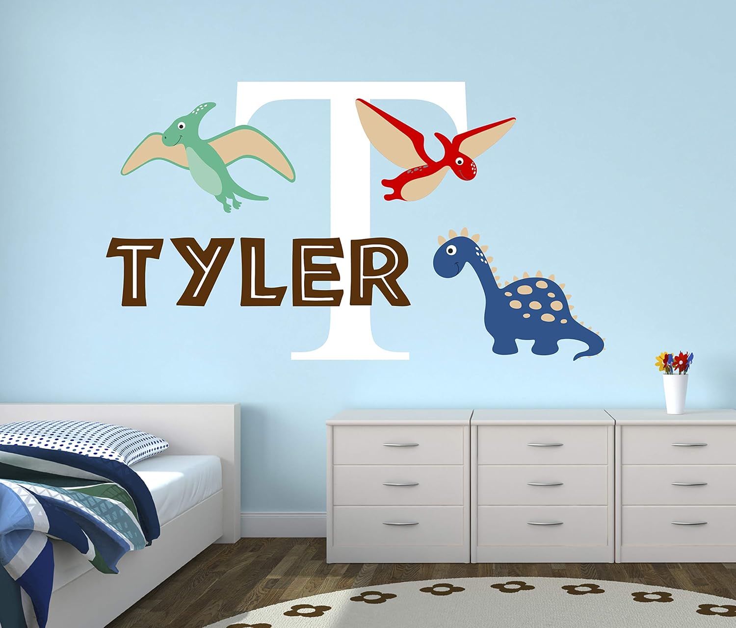 Personalized Name Dinosaurs Wall Decal - Baby Room Decor - Nursery Wall Decals - Dinosaurs Wall Decor Mural Sticker