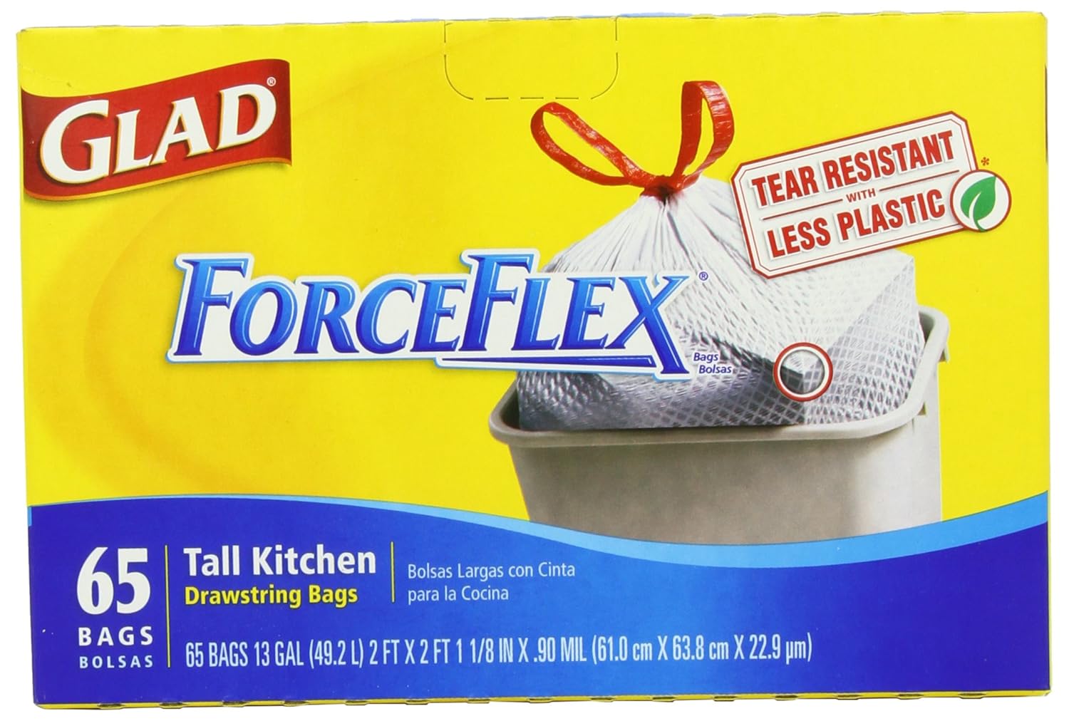 Amazon.com: Glad Forceflex Tall Kitchen Drawstring Garbage Bags, 65 Count: Health & Personal Care