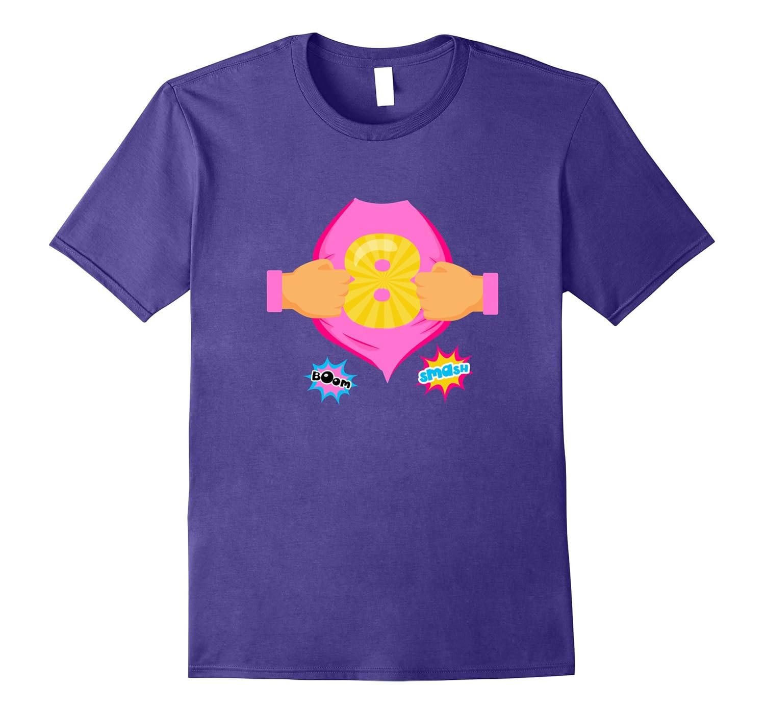 Super Kids 8th Birthday Girl Superhero Kids Birthday T-Shirt-ANZ