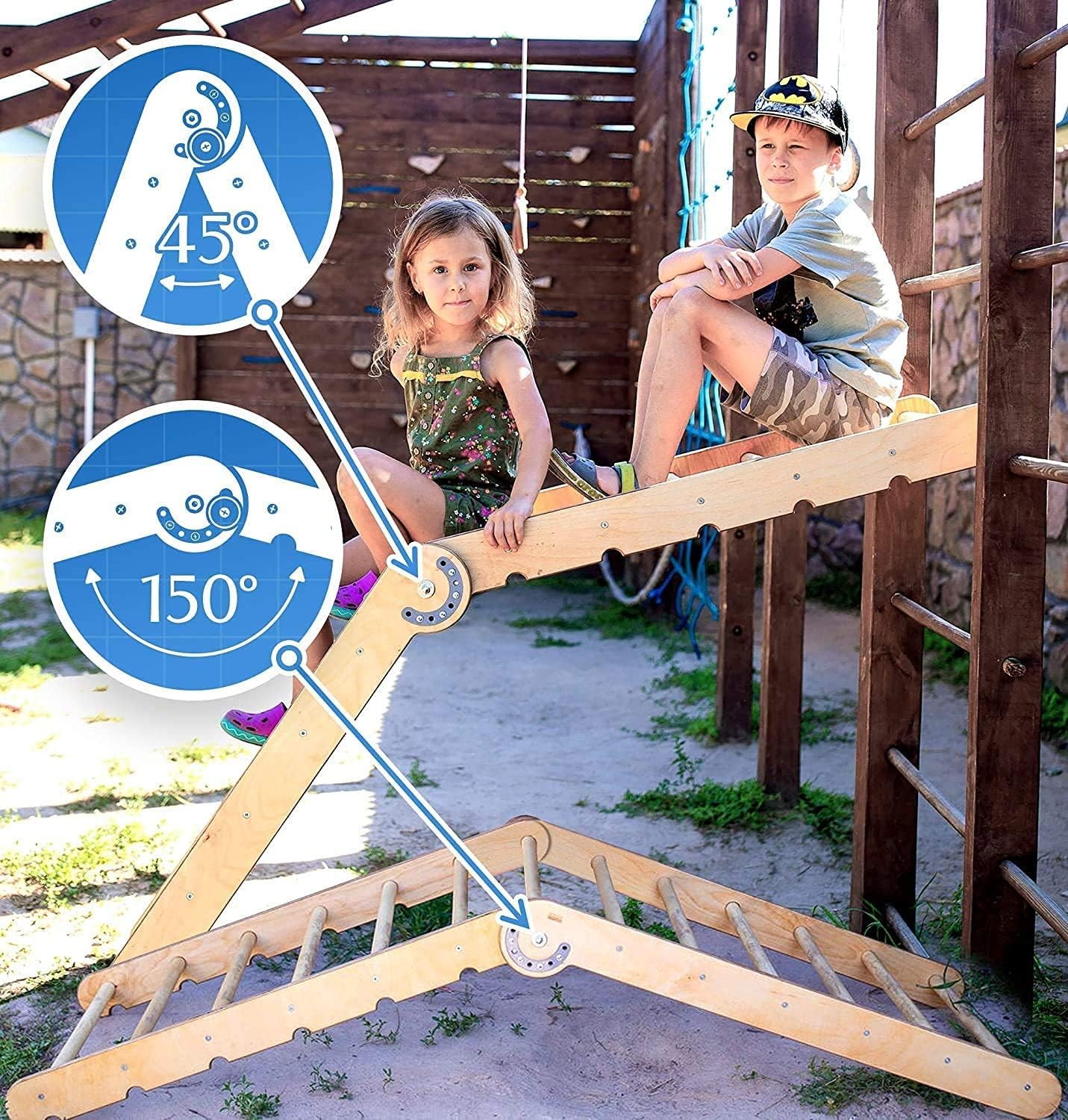 Triangle Ladder + Climbing net (Set 2in1) for Indoor Playground - Climbing Toys for Kids and Toddlers 1-3-5 y.o: Toys & Games