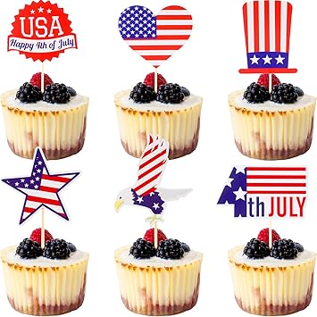 Amazon Com 60 Pieces 4th Of July Cupcake Toppers Patriotic Cake