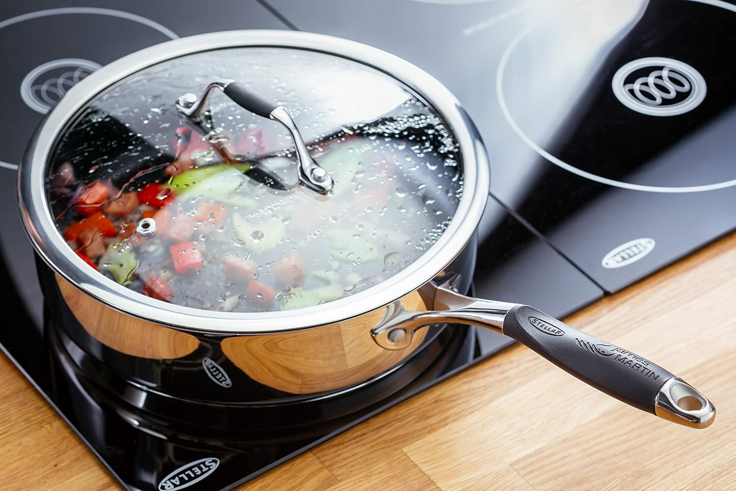 Stellar James Martin 24cm Saute Pan Non-Stick, Black / Steel - Image 4