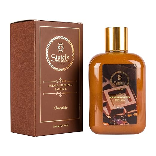 Stately Essentials | Chocolate Bath Gel | All Natural & Organic Ingredients | No Sulphate & Paraben | Healthy & Natural Cleanser | A Relaxing Body Wash | Never Tested on Animals Made in India. 250ML.