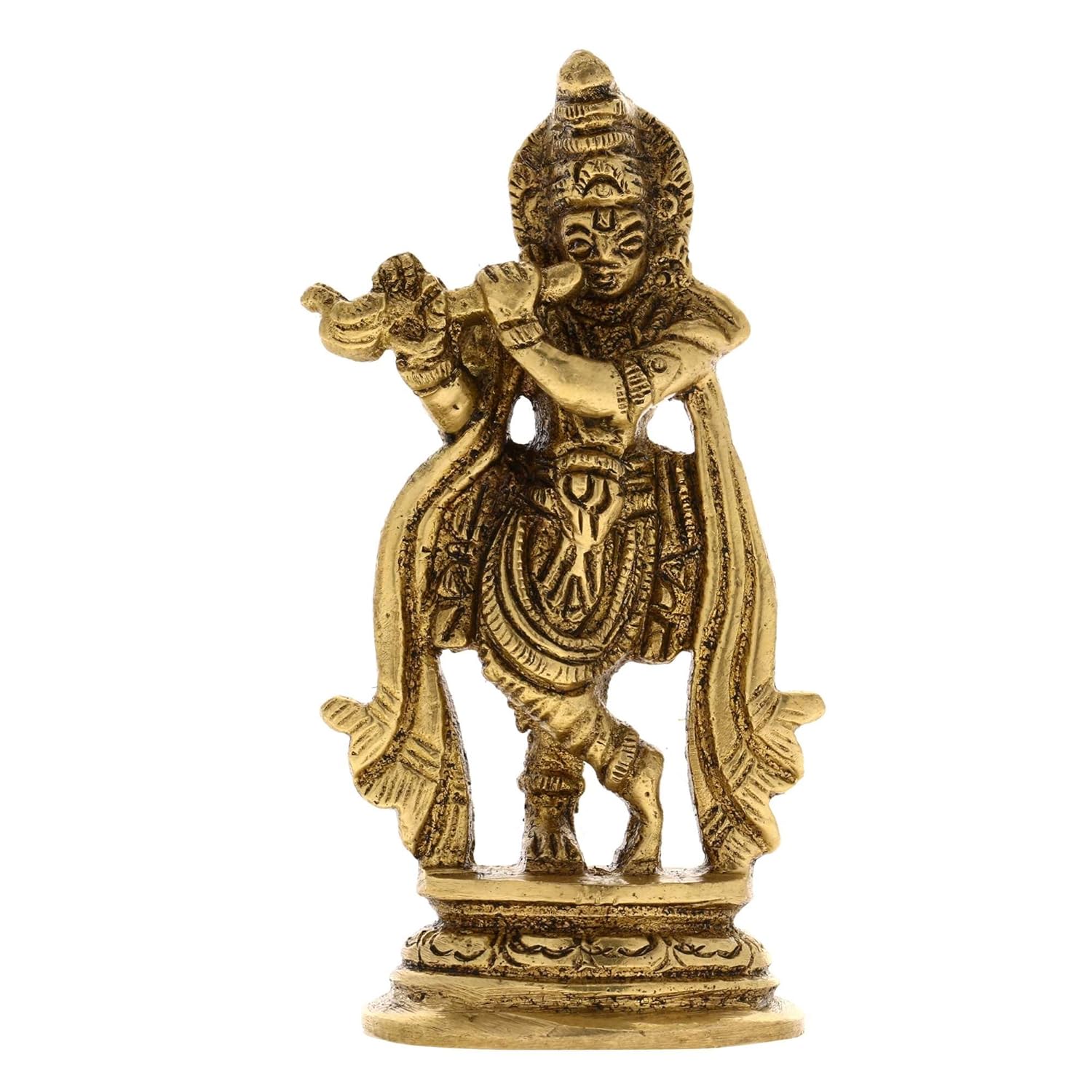 Buy ShalinIndia Brass Sculpture Indian God Krishna Statue Spiritual Decor 3.25 Inches Online at