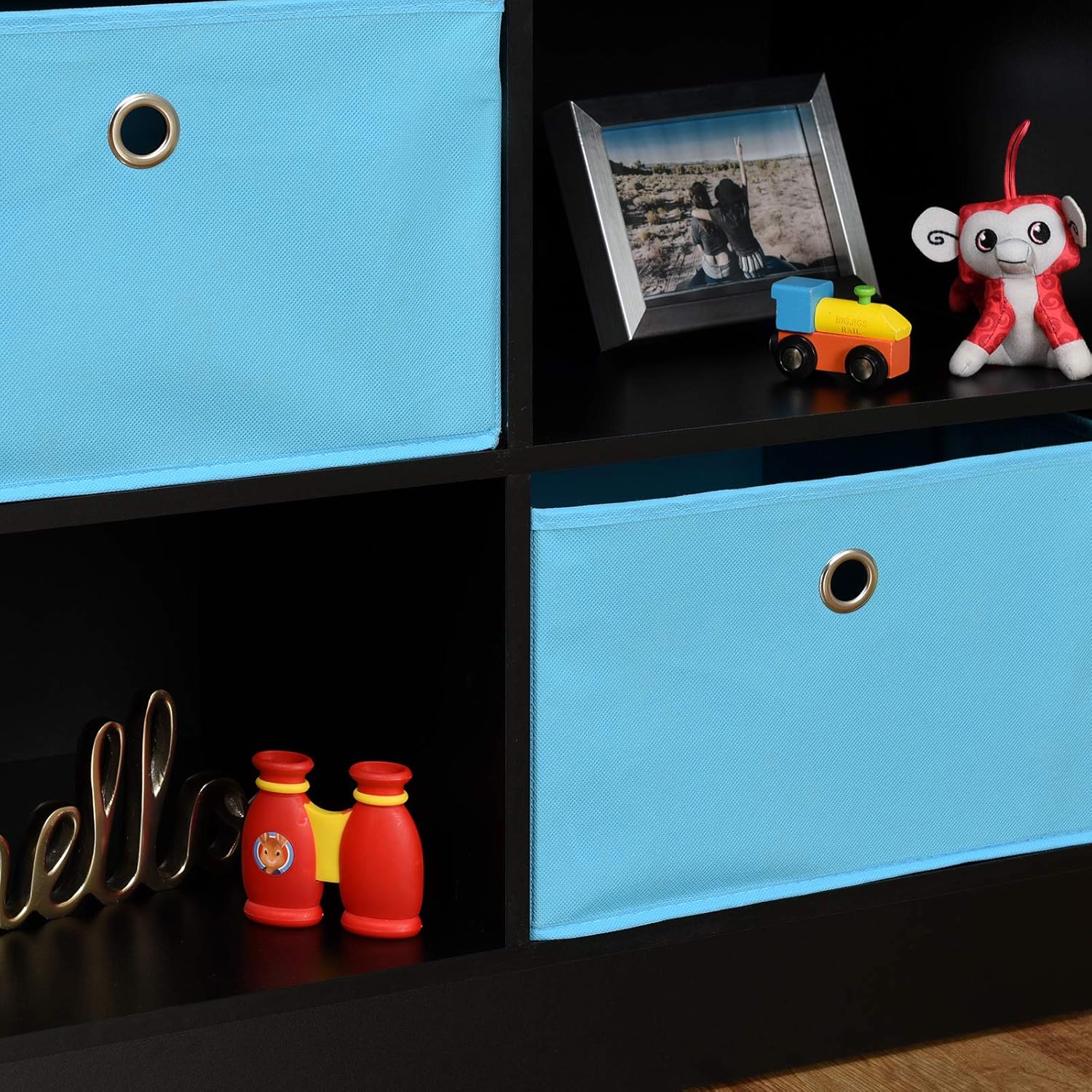 black toy storage unit