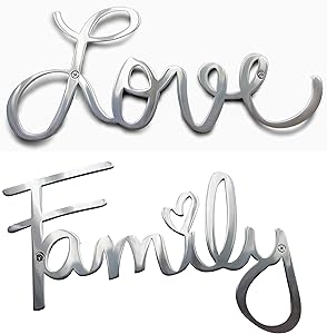 Way Of Hearts Metal Love and Family Signs Bundle-Silver Wall Decor-Farmhouse Wall Decorations for Living Room-Wall Art- Home and Kitchen Decor-Room Decor-Polished Stainless Steel Signs