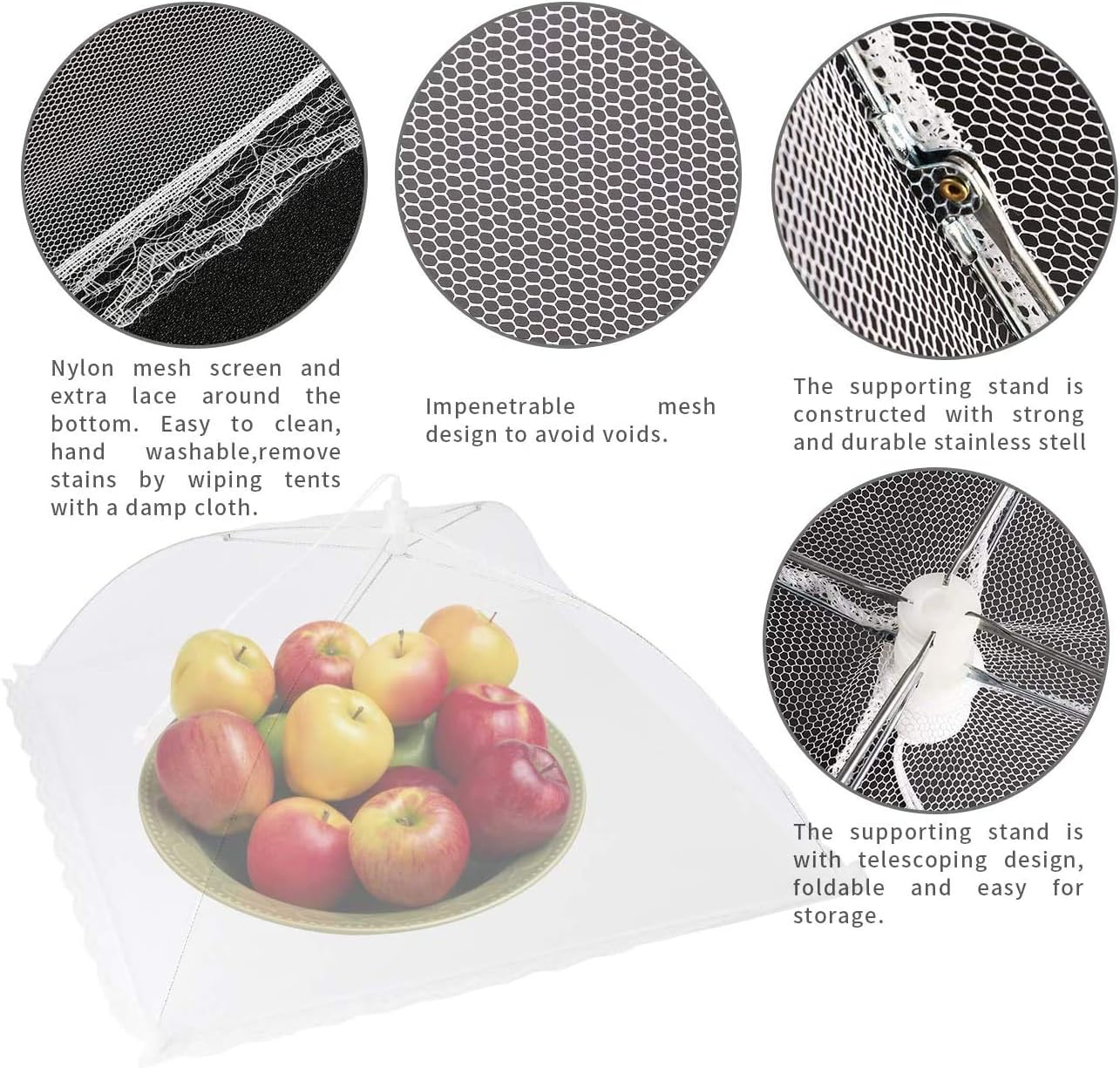 Homealexa 6 Pack 17" Mesh Food Covers Pop Up, Reusable Food Net Covers, Foldable Food Tent Fly Cover for Outdoor BBQ Picnic - Image 4