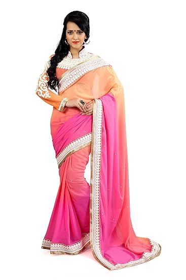 Womens Georgette Saree(glory-32pink)